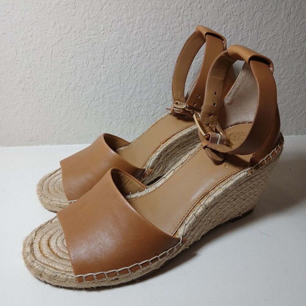 Vince Camuto Tan Ankle Strap Sandals Women's 9M Beige VC-LEERA Travel Vaca #A2